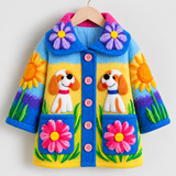 Lucky Sale-Children's colorful cartoon puppy and flower coat
