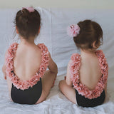 Mom & Me Three-Dimensional Flower Petals One-Piece Swimsuit