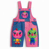 Lucky Sale-Overalls for Kids, Colorful Cartoon Apple‑Man Character Print