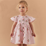 Strawberry Flower Girl Short Sleeve Dress