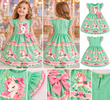 Lucky sale-Children's Cartoon Unicorn Bow Dress