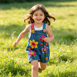 Lucky Sale-Children's colorful floral overalls