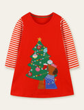 Christmas Tree Puppy Appliqu¡§| Gift Embroidered Dress