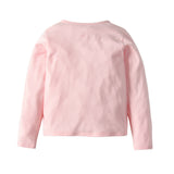Spring and Autumn New Girls Pure Cotton Long Sleeve T-Shirt Fire Butterfly Pink Top
