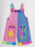 Lucky Sale-Children's Colorful Cat & Pom-pom Overalls
