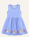 Girl Cute Animal Embroidered Patch Dress