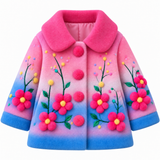 Lucky Sale-Children's pink gradient floral coat
