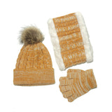Pom Pom Hat Scarf Gloves Three-Piece Set