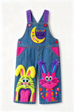 Lucky Sale-Children's Colorful Cartoon Moon & Fluffy Rabbit Animal Overalls