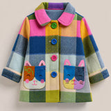 Lucky sale-Children's colorful plaid cat-pattern coat