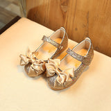 Princess Shoes Girl's Nude Shoes Bright Leather Bow Flat Leather Shoes