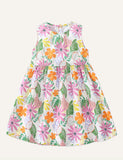 Leaves Flower Print Girl Dress
