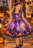Lucky Sale-Children's purple Halloween Pumpkin Ghost House Dress