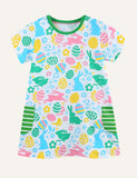 Cartoon Printed Pocket Princess Dress