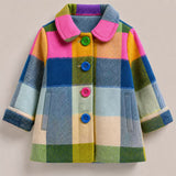 Lucky sale-Mom and me colorful plaid jacket with cat pattern