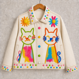 Lucky Sale-Children's Colorful Line-Art Cat Jacket