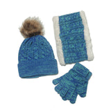 Pom Pom Hat Scarf Gloves Three-Piece Set