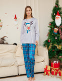 Christmas Cartoon Deer Head Plaid Family Matchting Pajamas