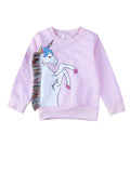 Spring and Autumn Cartoon Unicorn Printed Long Sleeve round Neck Girls' Sweater