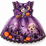 Lucky Sale-Children's purple Halloween Pumpkin Ghost House Dress