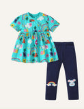 Cute Animal Print Short Sleeve Suit