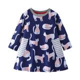 Cat Printing Long Sleeve Dress