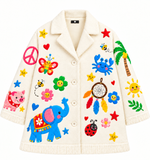 Lucky sale- Children's coat with colorful animal, flower, and coconut tree patterns