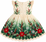 Lucky Sale-Children's colorful reindeer and squirrel dress with Christmas hat