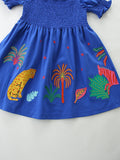 Children's Dress with Cartoon Animal and Tree Patterns