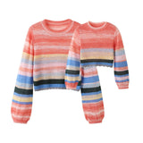 Parent-child sweater fashionable children's striped knitted sweater top