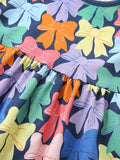 Children's Colorful Cartoon Bow-Print Dress