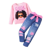 Letter Printed Long-Sleeved T-shirt + Trousers