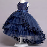 Girl's mesh embroidered evening dress party dress