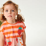 Girls' Strawberry Print Short Sleeve Dress