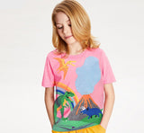 Dinosaur Cartoon Printed Short-Sleeve T-shirt