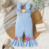 Knitted Three-Dimensional Flower Bell-Bottom Pants