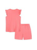 Children's Two-Piece Set: Knitted Cotton Short-Sleeve Outfit with Rabbit Embroidery