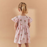 Strawberry Flower Girl Short Sleeve Dress