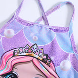 Mermaid Print Swimsuit + Swimming Cap