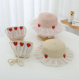 Little Princess Sun Hat Cherry Sun Protection Wavy Edge Travel Hat