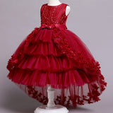Girl's mesh embroidered evening dress party dress