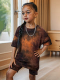 Tie-Dye Printed Short Sleeve Suit