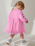 Cartoon Girl Long Sleeve Mesh Princess Dress