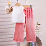 Sleeveless Patch Bow Top + Denim Trousers