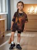 Tie-Dye Printed Short Sleeve Suit