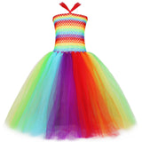 Holiday Party Rainbow Little Fairy Princess Dress Children's Mesh Dress