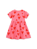 Children's short-sleeved dress with fashionable heart print, princess dress