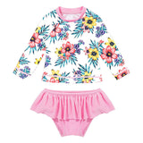 Flower Long Sleeve Swimsuit Set