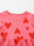 Children's short-sleeved dress with fashionable heart print, princess dress