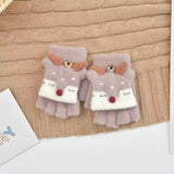 Fox Half Finger Knitted Gloves